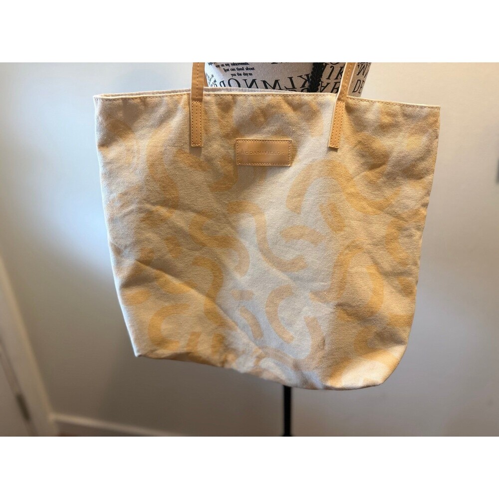 Rodan + Fields Canvas Tote Bag Cream Orange Pattern